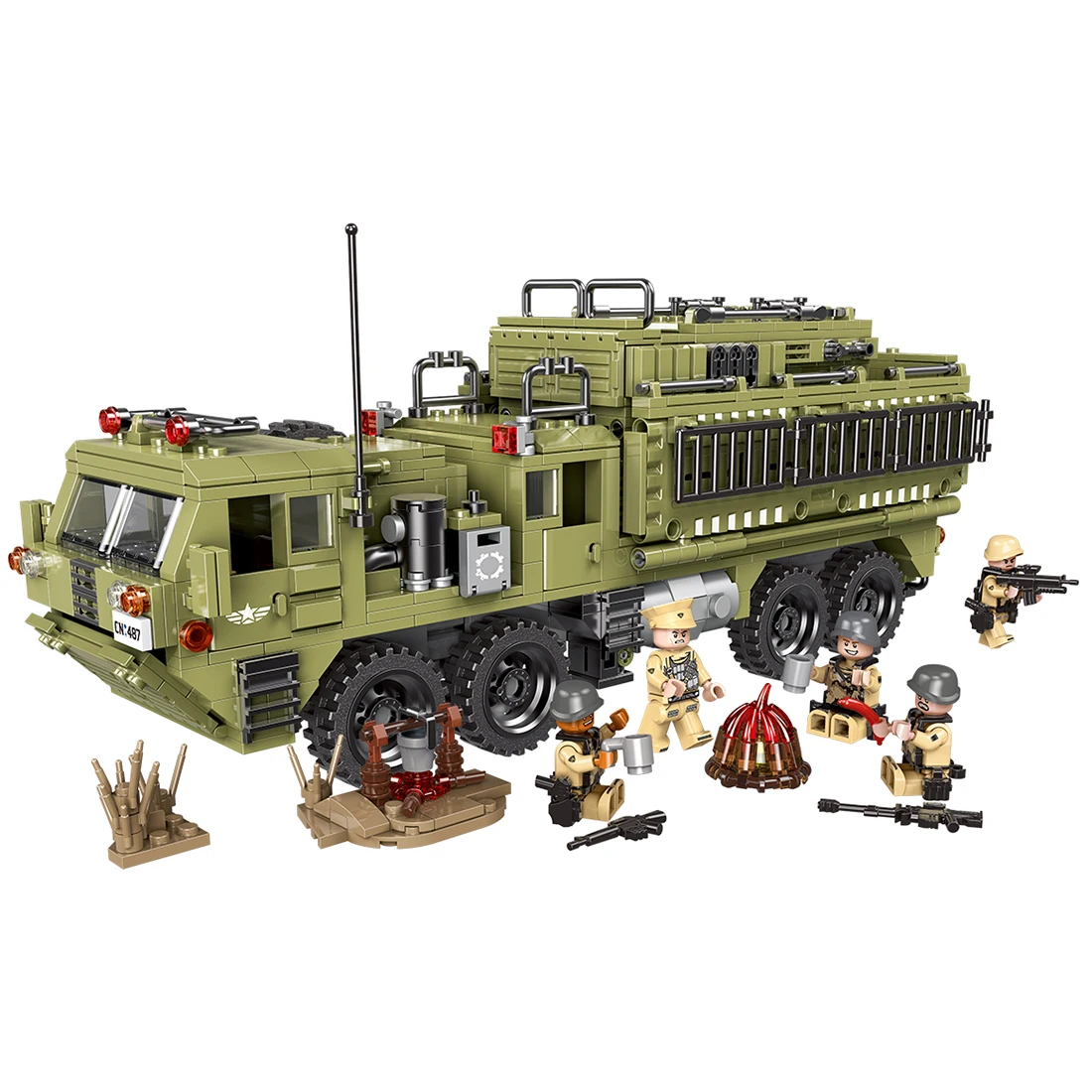 

1377Pcs DIY Small Particle Military Series Building Block Model Set for 100% Building Block Brands - Scorpio Heavy Truck
