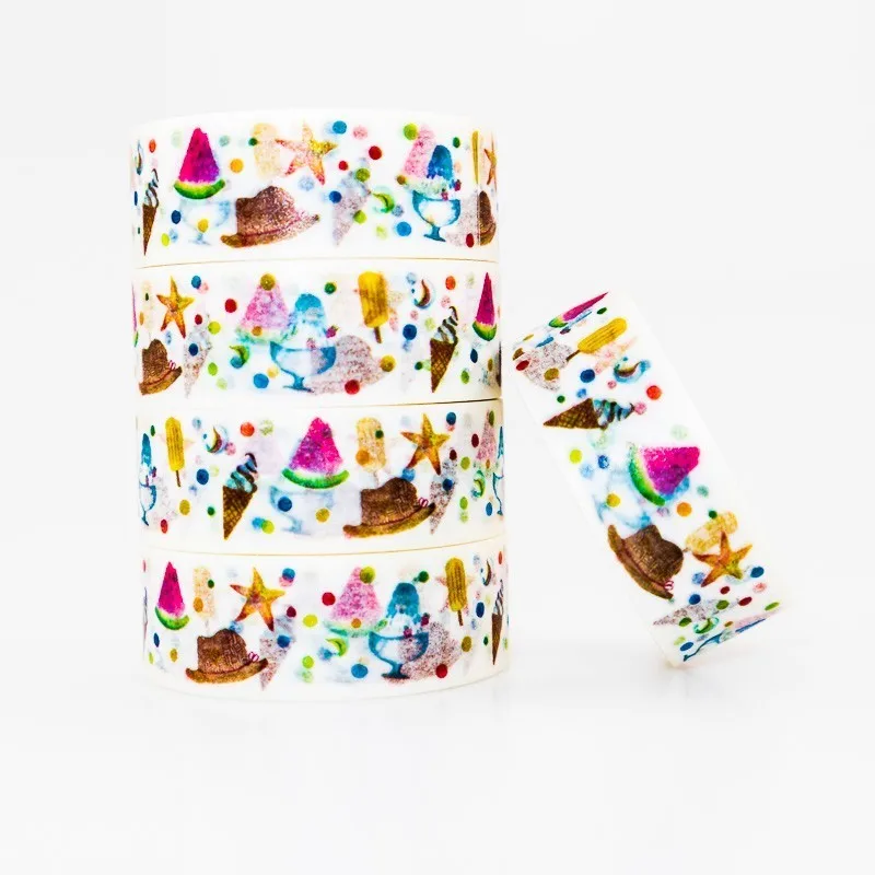 

Summer Food Pattern Washi masking tape sticky color decorative tape set DIY decoration office stationery scrapbook 1PCS