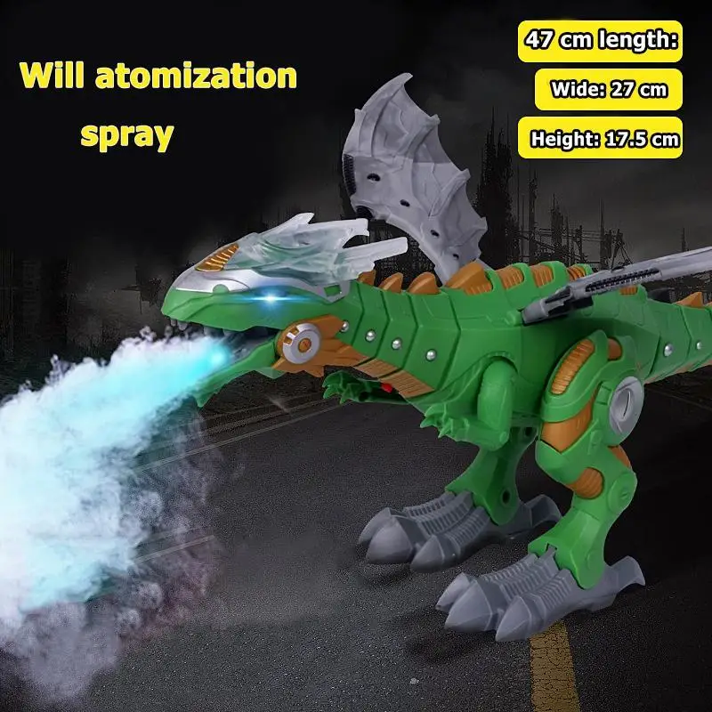 Electric Walking Machine Spray Dinosaur Model Kit Kids Swing Robot Toy Electronic Animal Model with Light Sound Robot Toys Gifts