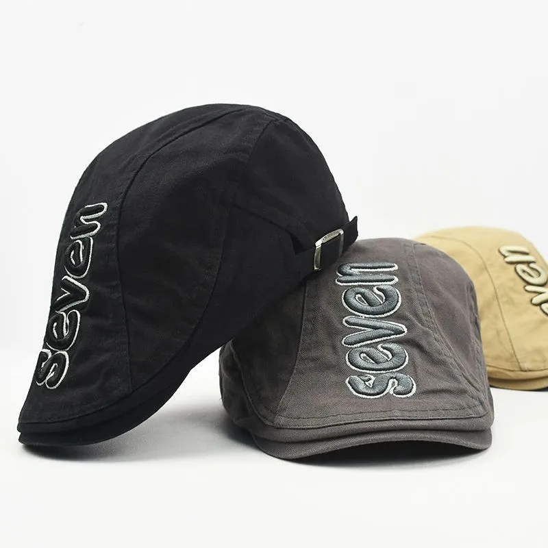 

Spring And Autumn Male Newsboy Hat England Casual Painter Ivy Hats Letter Embroidery Women Flat Peaked Cap Men Beret Cap