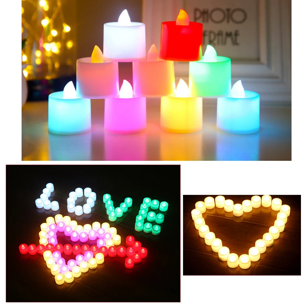 

LED Candle Lamp Simulation Color Flame Flashing Tea Light Night Lights Wedding Birthday Christmas Decorations for Home 6pcs/lot