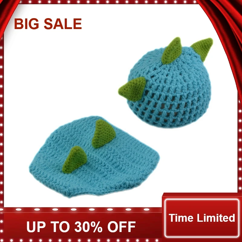 

Newborn baby photo props handmade Pants Knit and Dinosaur Cap for Photography Props baby studio props accessories