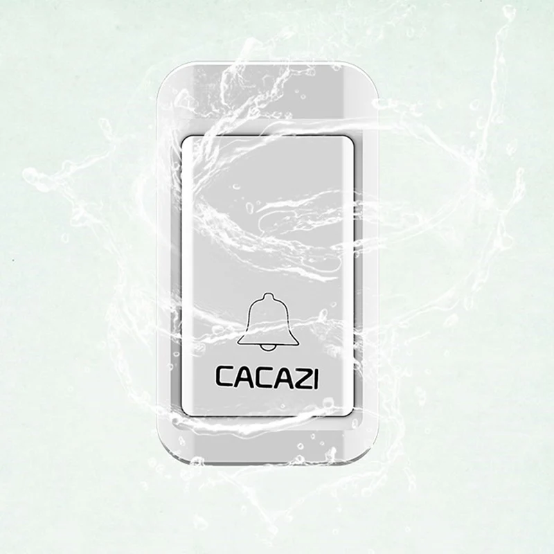 Cacazi автономный водонепроницаемый беспроводной дверной звонок светодиодный свет без батареи Домашний Беспроводной звонок 1 Кнопка 1 приемник(вилка США