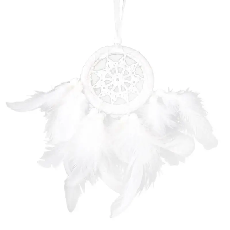 

White Feather Dream Catcher Feather Bead Hanging Decor Ornament