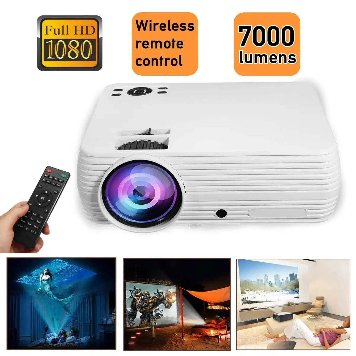 

X5 Projector Home Cinema Theater Movie LED Proyector HD Projectors USB VGA HDMI AV TF Support 1080P 7000 Lumens