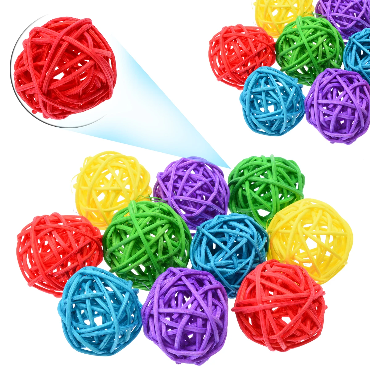 

10pcs Parrot Bird Chewing Toys Bird Rattan Ball Toy For Parrot Budgie Parakeet Cockatiel Chewing Playing Toys