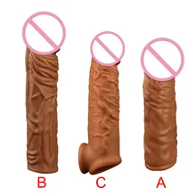 Enlargement Condoms For Men Reusable Penis Sleeve For Male Extender Dildo Enhancer Realistic Condom Intimate Goods