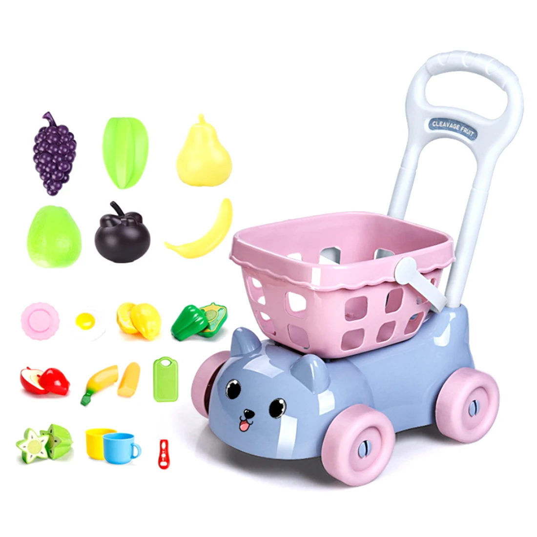 18 шт. Детские Кухонные Игрушки для ролевых игр, игрушка-Тележка для покупок для девочек, имитация кухонных фруктов и овощей, детский игровой