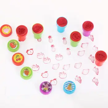 

12pcs/set New Arrival Children Seal Toy Set Environmentally Friendly Various Fruit Printing Toy Seal Tailored Cartoon Seal