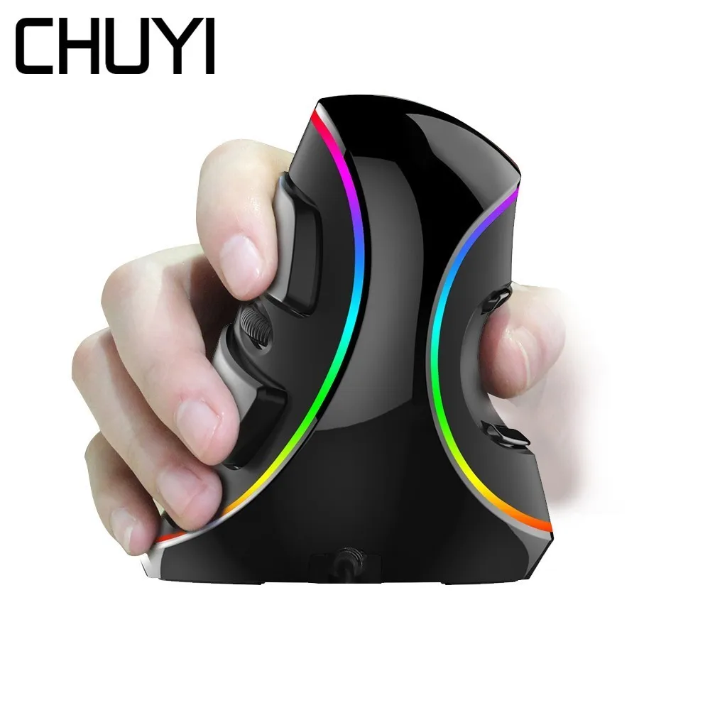 

CHUYI M618 Plus Ergonomic Vertical Mouse Wired RGB Light Backlit Computer Gaming Mice 4000 DPI Optical Right Hand Healthy Mause