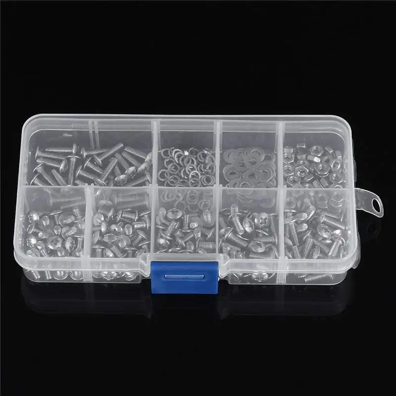 300pcs 304 Stainless Steel Phillips Screws Bolt /& Hex Nuts Washers Assortment