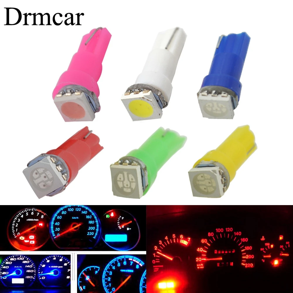

T5 W5W Red COB LED Silicagel Waterproof 194 501 Wedge Led Car Marker Light Reading Dome Lamp Auto Parking Bulbs for lada DC 12V