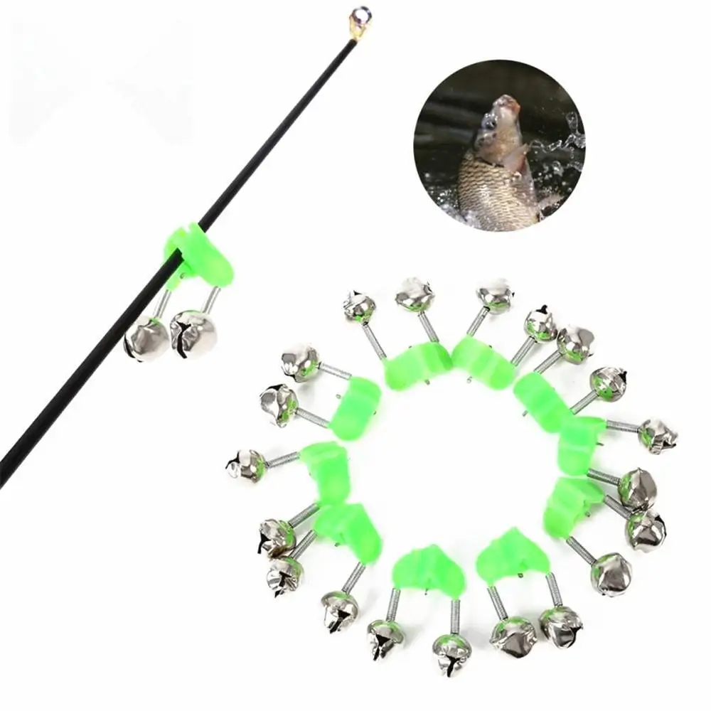 

10 Pcs Fishing Float Rod Bells Bells Alarm Ring Fishing Bite Rod Clip Green Tip Clip ABS Fishing Stainless Steel Accessory