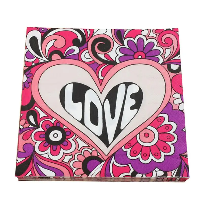 100 листов Love Heart красочные абсорбирующие одноразовые бумажные салфетки для дня рождения свадьбы вечеринки