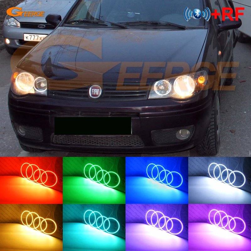 Для Fiat Albea 2005 2006 2007 2008 2009 2010 2011 2012 RF контроллер Bluetooth мульти-Цвет ультра яркая цветная(RGB) комплект светодиодов «глаза ангела»