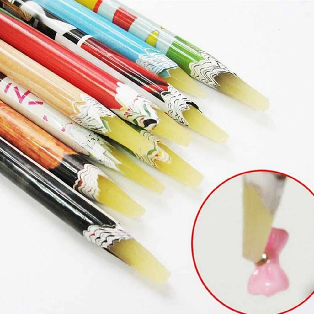 1PC Rhinestones Picker Pencil Nail Art Dotting Pen Crafts Nail Art Deco Pick DIY Salon Nail Art Manicure(Color: Randomly