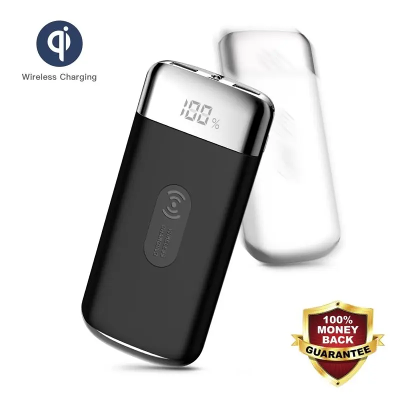 

AKASO 500000mAh Power Bank 3 in 1 Qi Wireless Fast Charging USB LED Battery Charger Travel Outdoor for Phone+Micro USB Cable