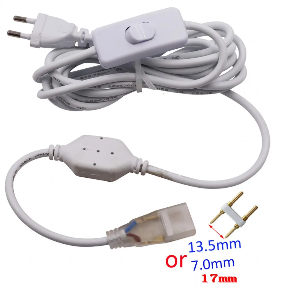 #Best 80CM Cable Power EU Plug UK US adapter with on off Switch For 220V 110V 5050 5730 LED Strip Flexible Light 6mm 12mm 15mm PCB