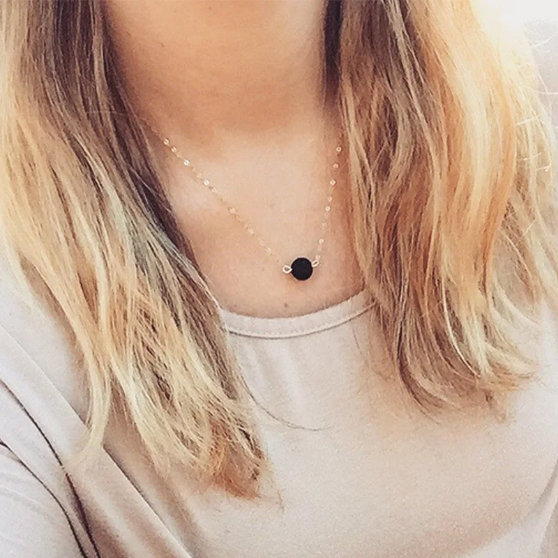 

Valentines Gift Bracelet Seaside Wedding 1PC Necklaces Circle Gifts Lava Stone Party Silver Golden Women Round Asjustable