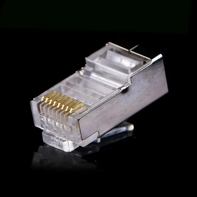 100pcs Crystal 8Pin RJ45 Modular Plug Rj-45 Network Cable Connector Adapter for Cat6 Rj45 Ethernet Cable Plugs Heads 100pcs Crystal 8Pin RJ45 Modular Plug Rj-45 Network Cable Connector Adapter for Cat6 Rj45 Ethernet Cable Plugs Heads