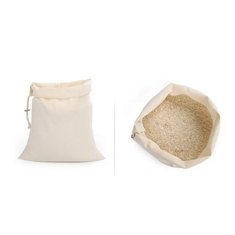 Складная многоразовая Хлопковая Сумка-мешок на шнурке для хранения, сумка для продуктов, многофункциональные фрукты, овощи; рис, хлеб, хозяйственная сумка