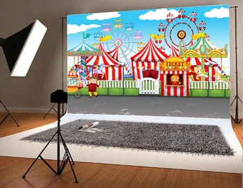 

Amusement Park Background Happy Birthday Photography Backdrops Photo Studio Props 7x5FT