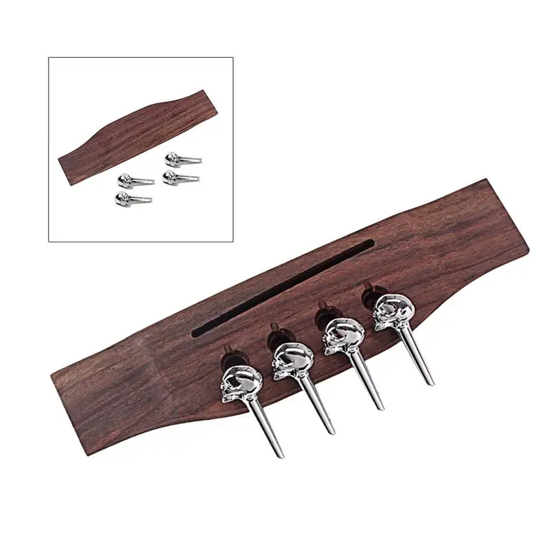 4 струны Redwood Saddle Thru щелевая гитара мост с черепами шпильки для акустическая бас