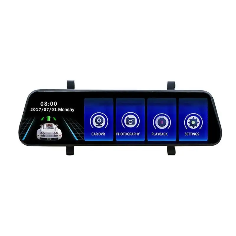 

9.35in Full Touch Screen Dual Lens Car Dash Cam Rearview Mirror DVR Camera 170 degree w/ TF Card Slot Voice Recording G-sensor