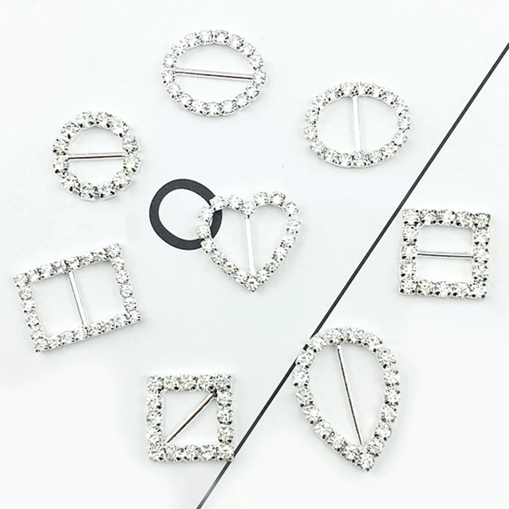 

10Pcs /Set Multi Styles Rhinestone Buckles for Bags Invitation card Wedding Ribbon Slider DIY Bag Accessories