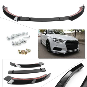 

Glossy Black Car Front Lower Bumper Lip Spoiler Cover Protection For Audi A3 2017 2018 2019 Basic Model