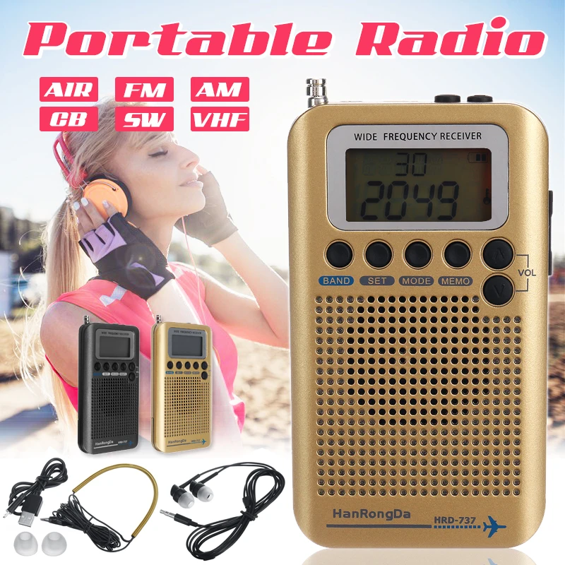 

Full Bands Portable Digital AIR/FM/AM/CB/SW/VHF Radio LCD Stereo Mini Receiver Multifunction Professional Off-road Enthusiasts