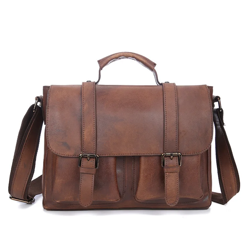 

Casual Vintage Men Shoulder Bags Genuine Leather Large Capacity Mens Handbag Luxury Desinger High Quality Briefcase Male Big