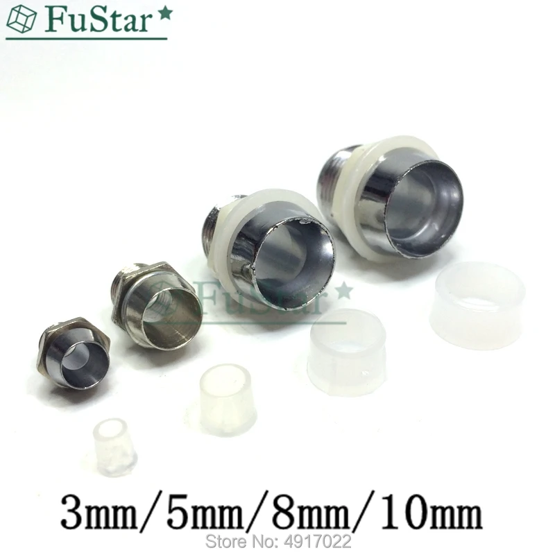 

10p 3mm 5mm 8mm 10mm Chrome Metal LED Holder Bezel Clip Mount Panel Display Holders For 3mm LEDs Light-emitting Diodes Lampshade