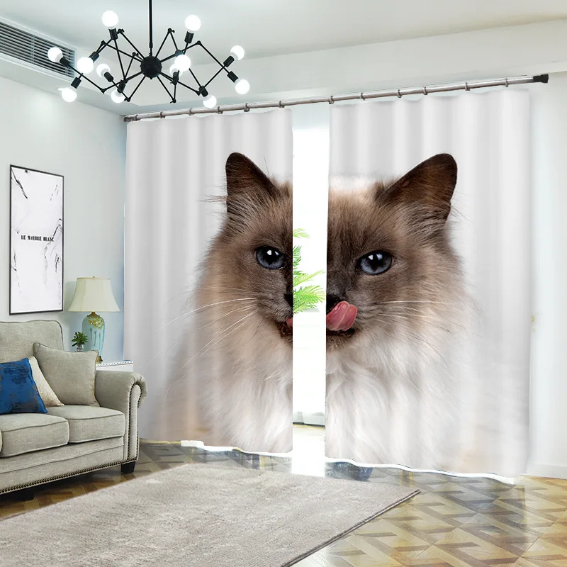 

cat 1set Digital print blackout curtains for window treatment blinds finished drapes window curtains Living room bedroom CU230