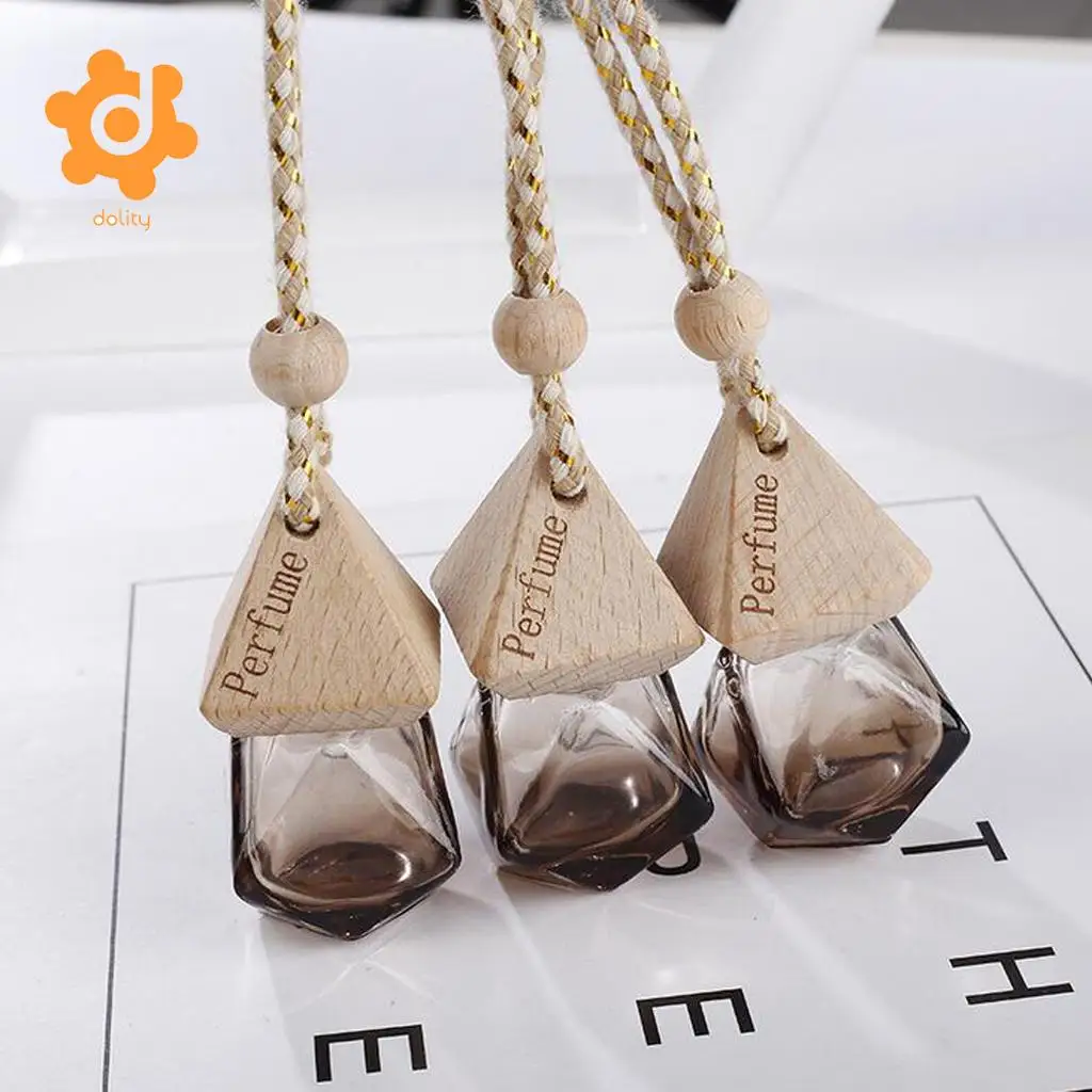 

6ML EMPTY GLASS BOTTLE CAR FRESHENER ATOMIZER HANGING FRAGRANCE SCENT SLATE CHARM GLASSES COFFEE