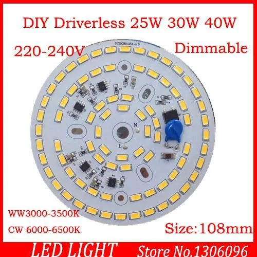 Светодиодные лампы SMD2835 с регулируемой яркостью 20 шт. 3 Вт 5 7 9 12 15 25 30 для круглых