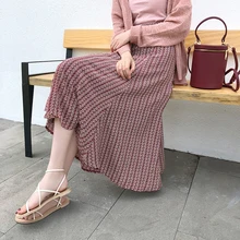 Женская юбка фасона "Русалка" Летняя трапециевидная Талия до середины икры Длина хлопок Повседневная мода