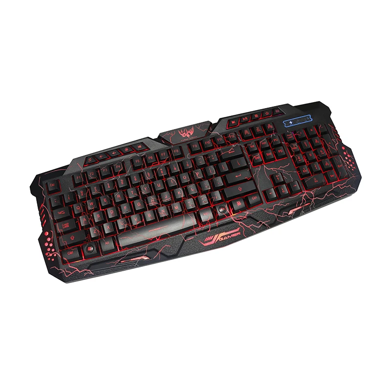 Tri-color Backlit Teclado de Jogos de Computador Usb Alimentado Completo N-chave Teclado de Jogo para Desktop Portátil Russo Espanhol Árabe Hebraico - Imagem 4