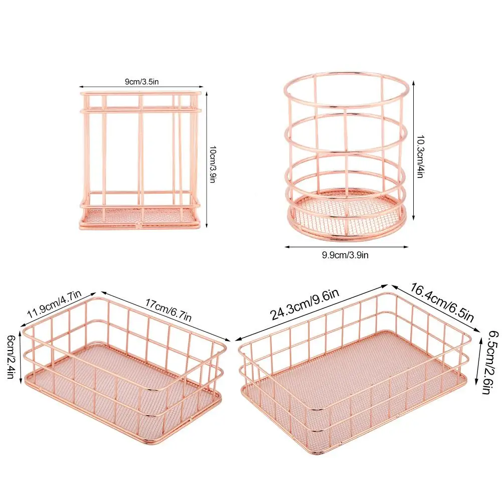 Mordern, розовое золото, железная корзина для хранения, органайзер, для хранения косметики, настольный декор, для дома, офиса, туалетные принадлежности, полка для коллекции