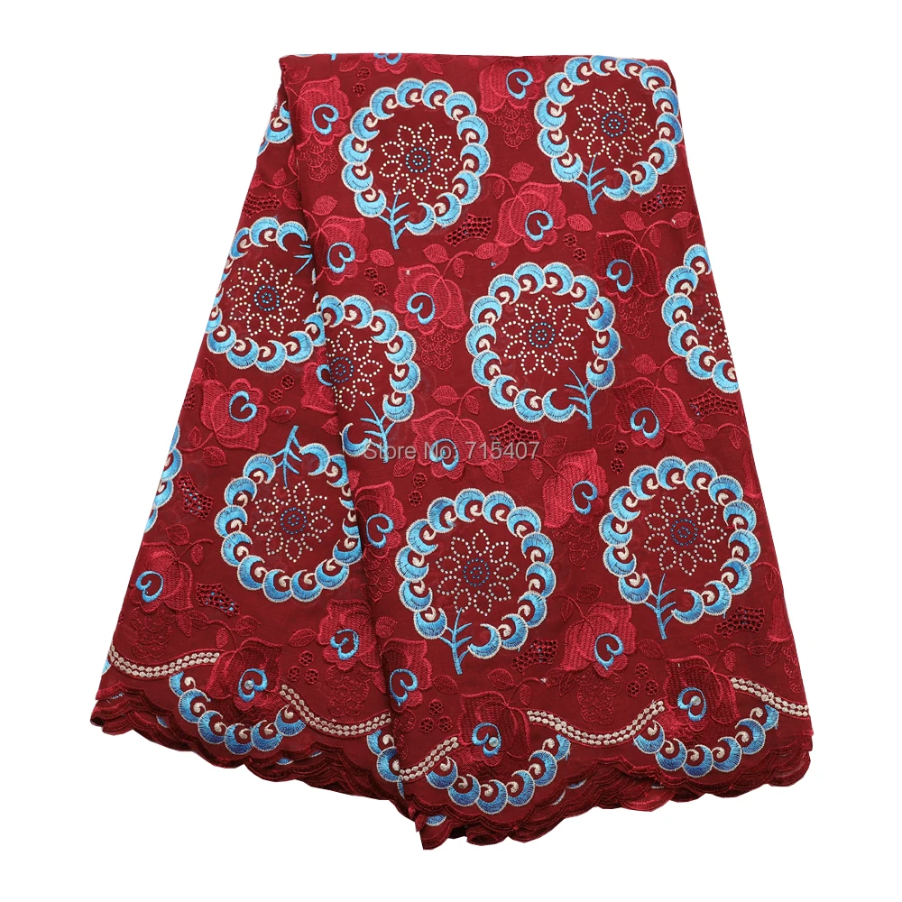 

African Dry Cotton Fabric Hollow Out Nigerian Voile Lace 5Yards High Quality With Stones Swiss Voile Lace In Switzerland 070