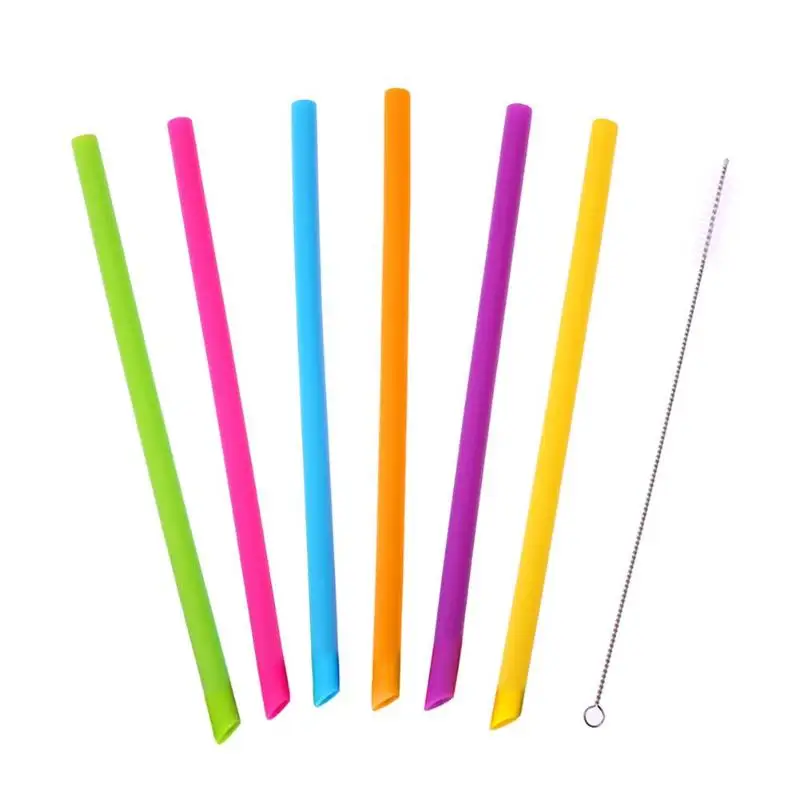 

3Pcs/set Reusable Silicone Drinking Straws with Brushes Flexible Straws for 20 oz Tumbler Bar Party Straws