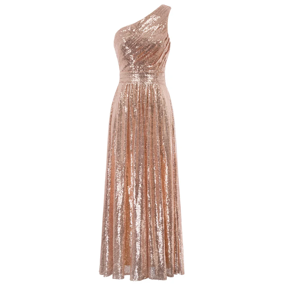 

Women Dresses Stunning Sequined One Shoulder Ball Gown Evening Prom Party Dress