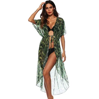 

2019 Women Summer Floral Bikini Sun Protective Cover Up Blouse Beach Swimwear