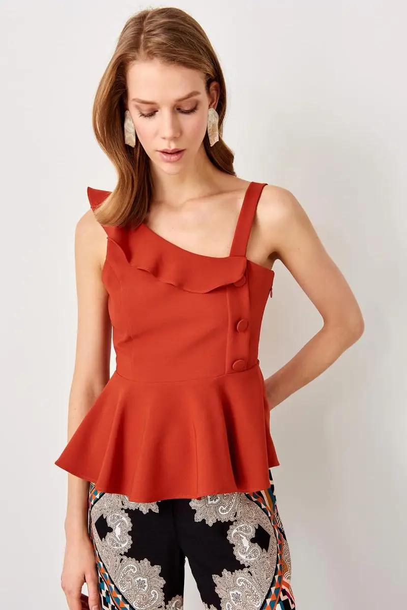 

Trendyol Tile Button Detail Bluz TWOSS19AA0045