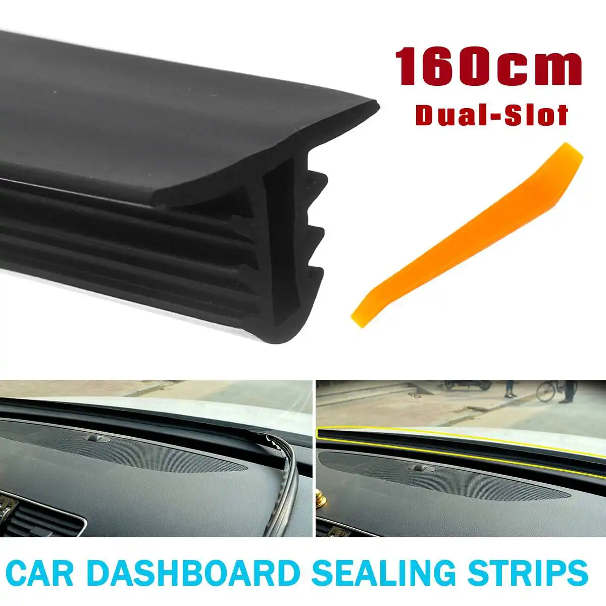 

Rubber 160cm Car Dashboard Windshield Soundproof Dustproof Seal Sealing Strips Styling Sticker Universal Auto Sealants+free tool