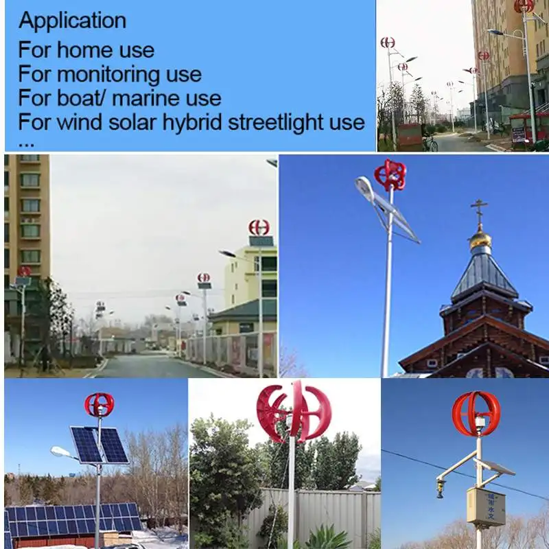 Tanie 800W turbina wiatrowa 12V24V 4 ostrze latarnia oś pionowa do użytku domowego użytku ulicznego