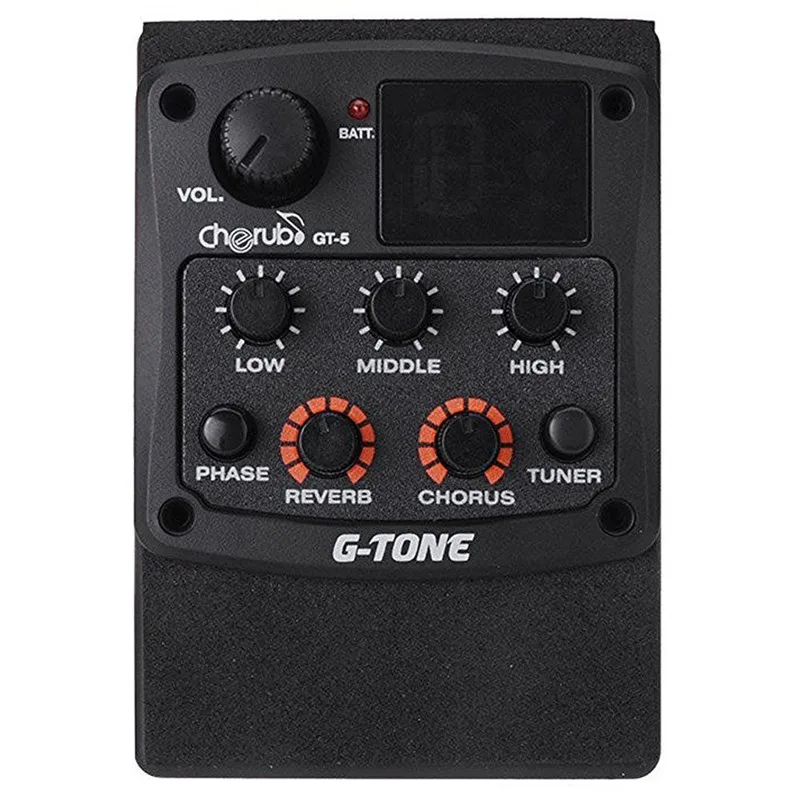 

Cherub G-Tone GT-5 Acoustic Guitar Preamp Piezo Pickup 3-Band EQ Equalizer Built-in Chromatic Tuner with Reverb/Chorus Effects