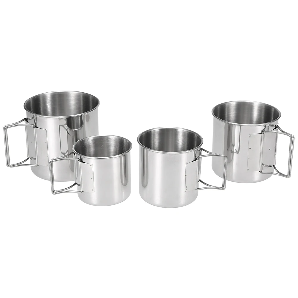 4pcs Stainless Steel Cups Set Stackable Drinking Water Cups Mugs with