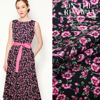 

Digital inkjet silk crepe de chine fabric16 mm printing micro-transparent shirt dress silk fabric wholesale silk cloth