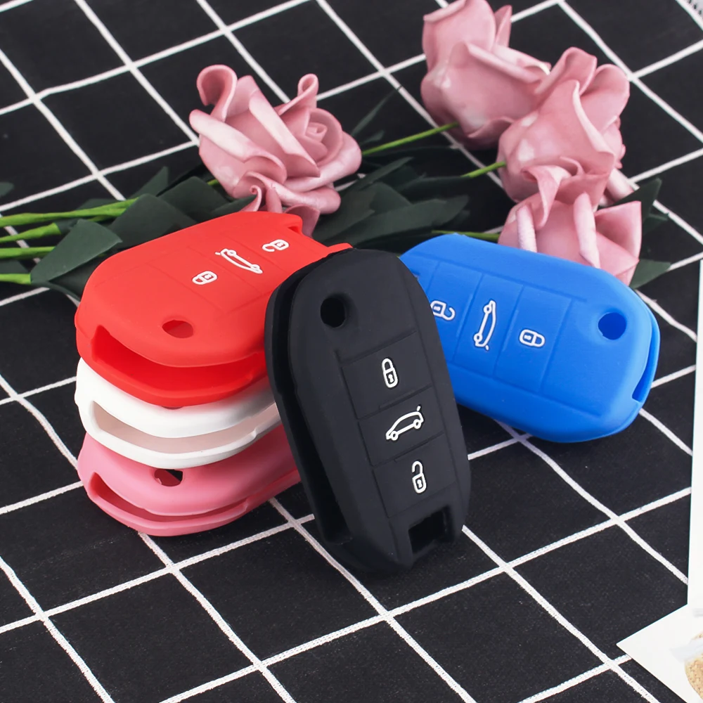 

Dandkey 3 Buttons Silicone Car Key Case Shell for Citroen C4 CACTUS C5 C3 C4L For Peugeot 508 301 2008 3008 408 key Case Holder